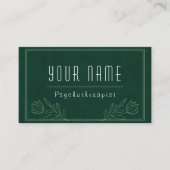 Carte De Visite Psychothérapeute Vert foncé Nature Verdure Calme (Devant)