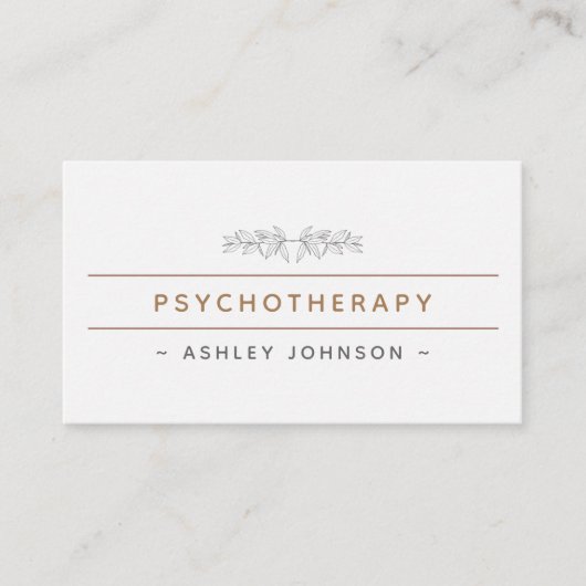 Carte De Visite Psychothérapie Creenery Nature Boho botanique (Devant)