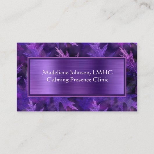 Carte De Visite Psychothérapie Shimmer à feuille très violette | C (Devant)