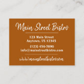 Carte De Visite Pub Snacks Bar Restauration Restaurant Entrées Bis (Dos)