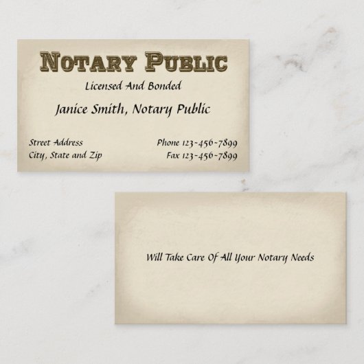 Carte de visite public (Devant / Derrière)