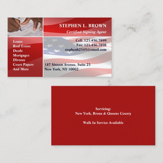 Carte de visite public (Devant / Derrière)