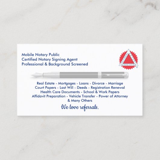 Carte de visite public de notaire mobile (Dos)