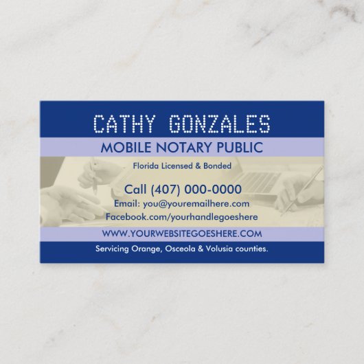 Carte de visite public de notaire mobile (Devant)