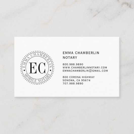Carte de visite public de notaire mobile (Devant)