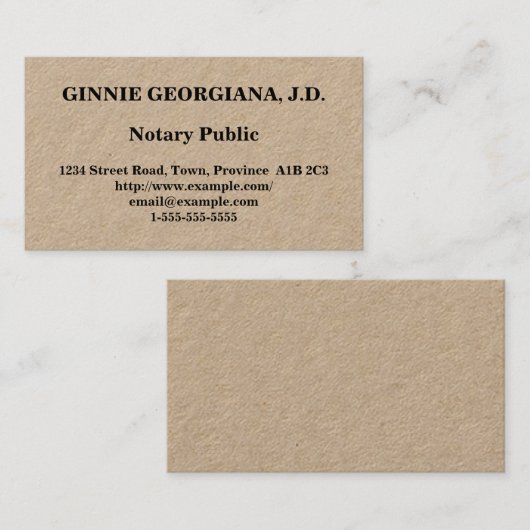 Carte de visite public de notaire simple (Devant / Derrière)