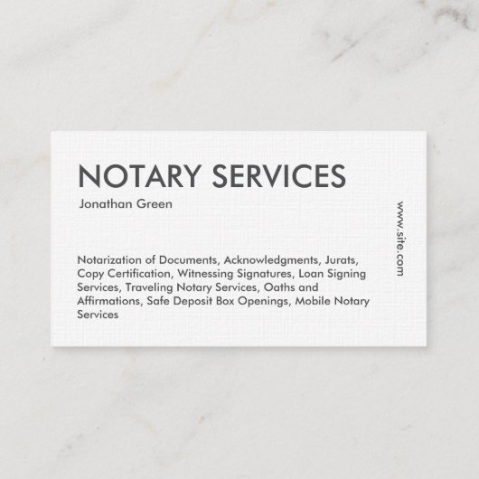 Carte De Visite Public du notaire (Dos)