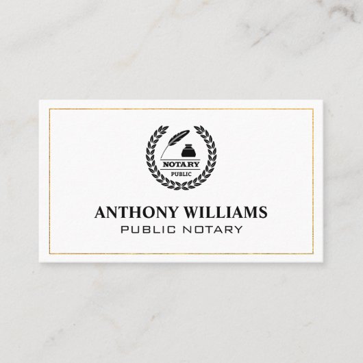 Carte De Visite Public du notaire | Bordure or (Devant)