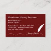 Carte De Visite Public notaire du stylo en plume classique (Devant)