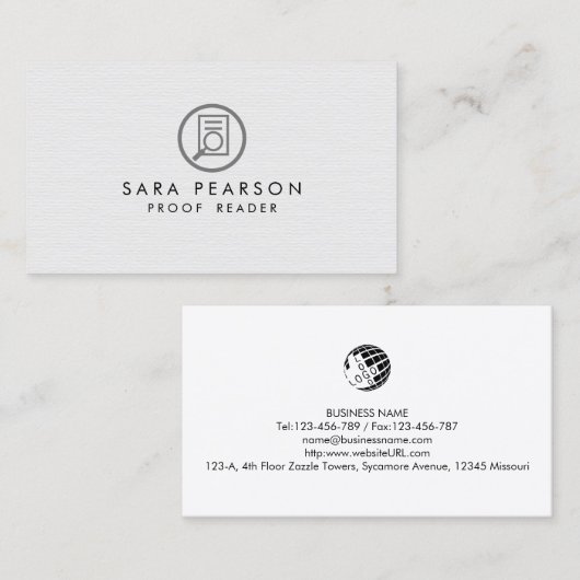 Carte De Visite Publication du correcteur (Devant / Derrière)