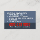 Carte De Visite Publicité sur le souffle de neige.Suppression de n (Dos)