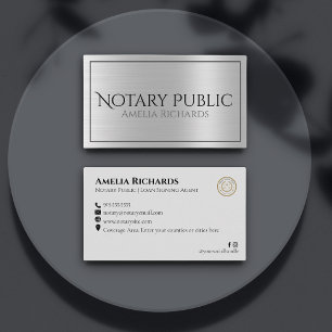 Carte De Visite Publique Notaire Élégant En Argent Brossé