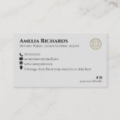 Carte De Visite Publique Notaire Élégant En Argent Brossé (Dos)