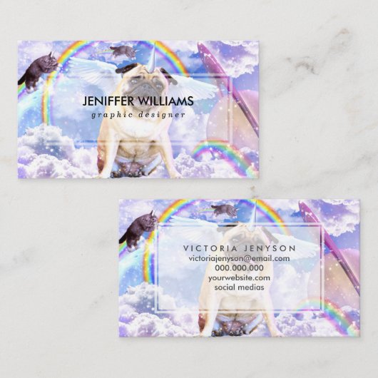 Carte De Visite Pug unicorn (Devant / Derrière)