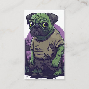 Carte De Visite Pug zombie � Chien d'Halloween drôle et non mort