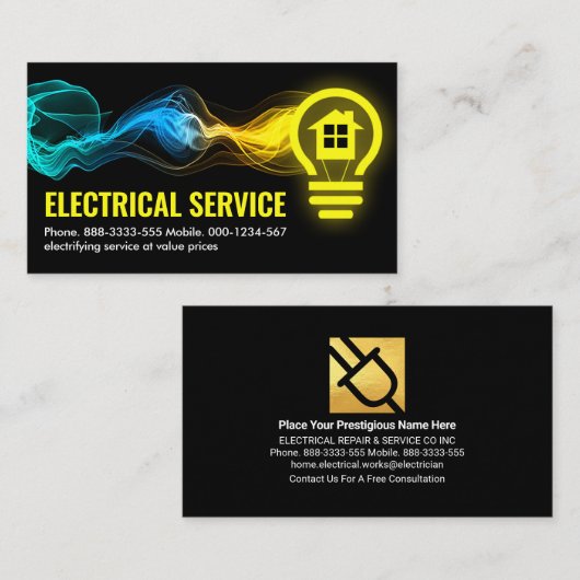Carte De Visite Puits électriques Lightbulb (Devant / Derrière)