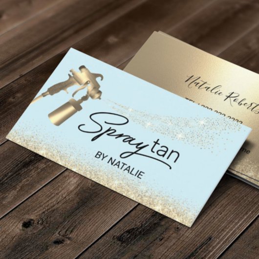 Carte De Visite Pulvérisateur mobile Tan Bleu clair Abrush Tanning