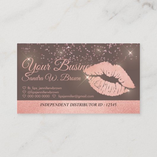 Carte De Visite punaises roses Brown maquiller lèvres loyauté (Dos)
