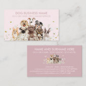 Carte De Visite Pups roses en Fleurs de marguerite, Groomer de chi (Devant / Derrière)