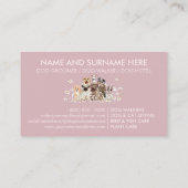 Carte De Visite Pups roses en Fleurs de marguerite, Groomer de chi (Dos)