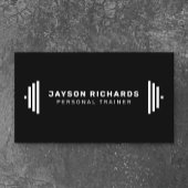 Carte De Visite Pure Black Bold Barbell Personal Trainer Simple