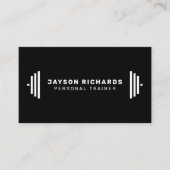 Carte De Visite Pure Black Bold Barbell Personal Trainer Simple (Devant)