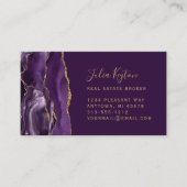 Carte De Visite Purple Agate Geode Gold Glitter Real Estate (Devant)