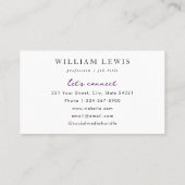 Carte De Visite Purple Aquarelle Professionnelle Moderne (Dos)