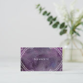 Carte De Visite Purple Aquarelle Yoga Professeur Namaste (Debout devant)
