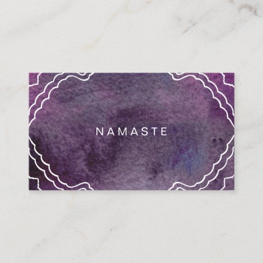 Carte De Visite Purple Aquarelle Yoga Professeur Namaste (Devant)