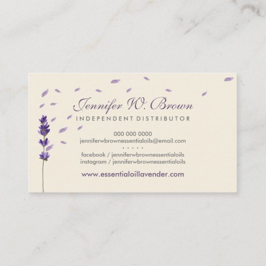 Carte De Visite Purple beige Lavender Circle Frame Essential Oils (Dos)