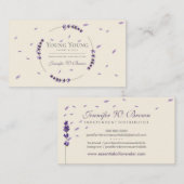 Carte De Visite Purple beige Lavender Circle Frame Essential Oils (Devant / Derrière)