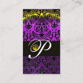 Carte De Visite PURPLE BLACK JAUNE TOPAZ DAMASK MONOGRAM, or (Dos)