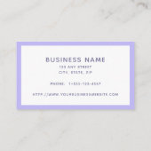 Carte De Visite Purple Blanc Minimal Pastel Lavande (Dos)