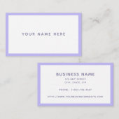 Carte De Visite Purple Blanc Minimal Pastel Lavande (Devant / Derrière)