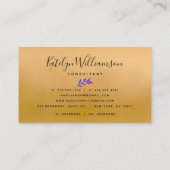 Carte De Visite Purple bleu ombre or tropical palm chic script (Dos)