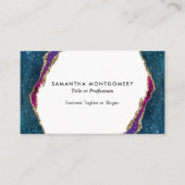 Carte De Visite Purple Blue Aqua Gold Veins Agate Professionnel (Devant)