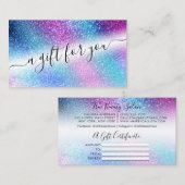Carte De Visite Purple Blue Nebula Galaxy Parties scintillant Cert (Devant / Derrière)