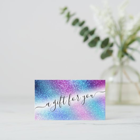 Carte De Visite Purple Blue Nebula Galaxy Parties scintillant Cert (Debout devant)