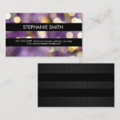 Carte De Visite Purple Bokeh Black Stripes (Devant / Derrière)