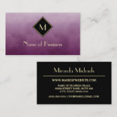 Carte De Visite Purple Brossé Élégant Avec Monogramme Or Simple (Devant / Derrière)