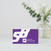 Carte De Visite Purple Classic Blanc Gras Élégant Simple (Debout devant)