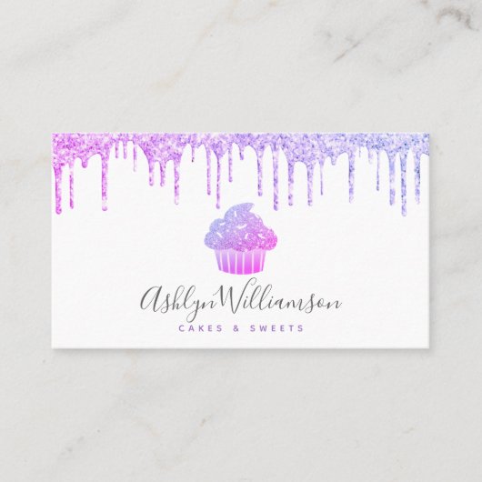 Carte De Visite Purple Cupcake Parties scintillant Drivers boulang (Devant)