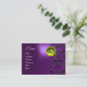 Carte De Visite PURPLE DAMASK JAUNE TOPAZ MONOGRAM, violet (Debout devant)