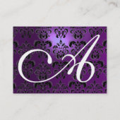 Carte De Visite PURPLE DAMASK JAUNE TOPAZ MONOGRAM, violet (Dos)
