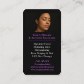 Carte De Visite Purple Esthetician QR Code Luxury Black Beauty (Dos)