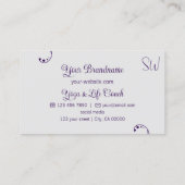 Carte De Visite Purple et gris clair Orné moderne avec Monogramme (Dos)