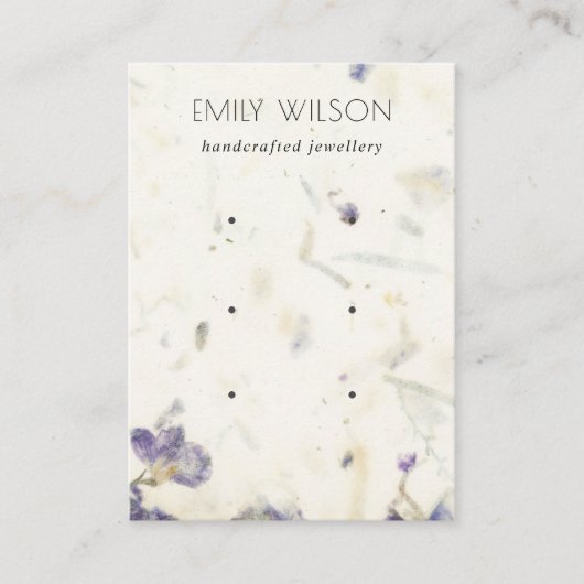 Carte De Visite Purple Floral Texture de papier à main 3 oreille (Devant)