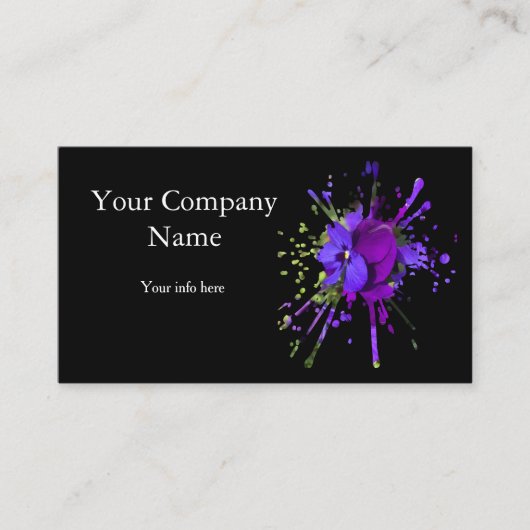 Carte De Visite purple flowers card (Devant)