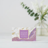 Carte De Visite Purple Gold Agate Moderne Marbre Maquillage de che (Debout devant)